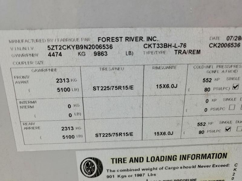 Продажа на аукционе авто 2022 Forest River Cherokee Forest Riv, vin: 5ZT2CKYB9N2006536, номер лота: 50079146