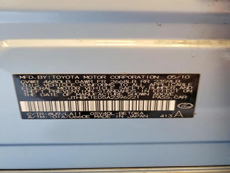 Продаж на аукціоні авто 2010 Lexus Es, vin: JTHBK1EG5A2396221, номер лоту: 53774756