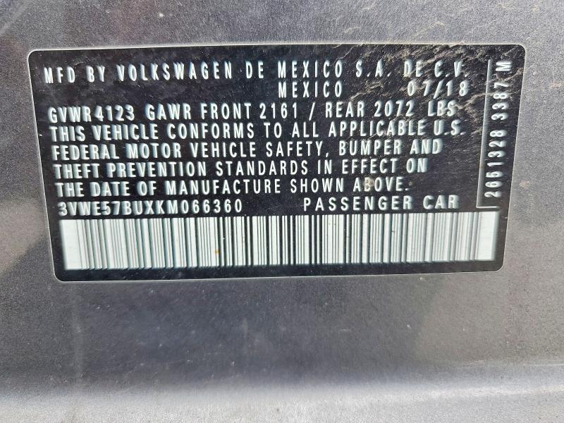 54918746 :رقم المزاد ، 3VWE57BUXKM066360 vin ، 2019 Volkswagen Jetta مزاد بيع