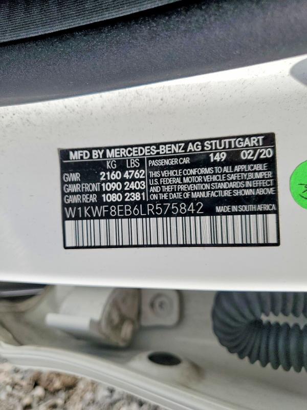 Aukcja sprzedaży 2020 Mercedes-benz C, vin: W1KWF8EB6LR575842, numer aukcji: 55034836