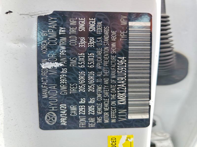 2020 Hyundai Kona მანქანა იყიდება აუქციონზე, vin: KM8K12AA9LU591964, აუქციონის ნომერი: 54944936