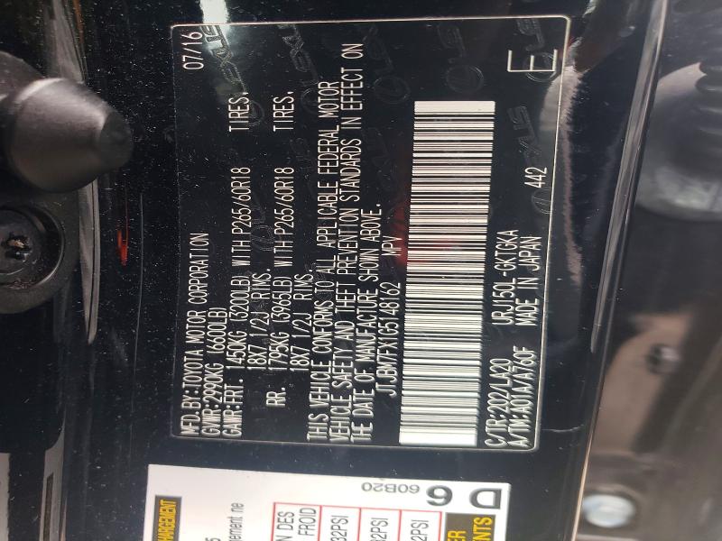 2016 Lexus Gx მანქანა იყიდება აუქციონზე, vin: JTJBM7FX1G5148162, აუქციონის ნომერი: 51459776