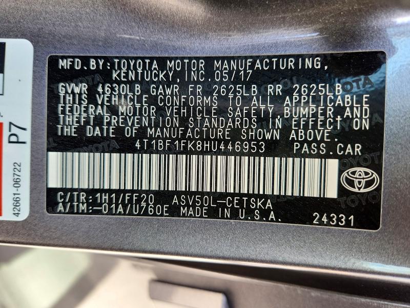 Aukcja sprzedaży 2017 Toyota Camry Le Automatic, vin: 4T1BF1FK8HU446953, numer aukcji: 52199246