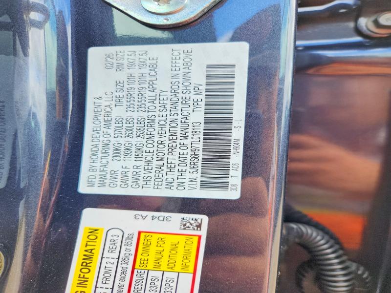 Aukcja sprzedaży 2026 Honda Cr-v, vin: 5J6RS6H97TL018113, numer aukcji: 54065886