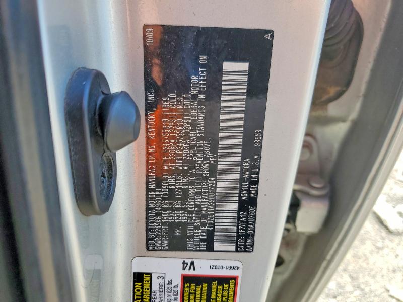 54813356 :رقم المزاد ، 4T3ZE11A29U017204 vin ، 2009 Toyota Venza مزاد بيع