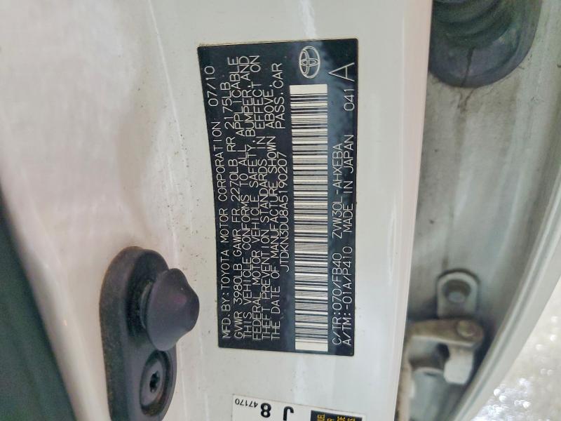 Aukcja sprzedaży 2010 Toyota Prius, vin: JTDKN3DU8A5190207, numer aukcji: 53228546