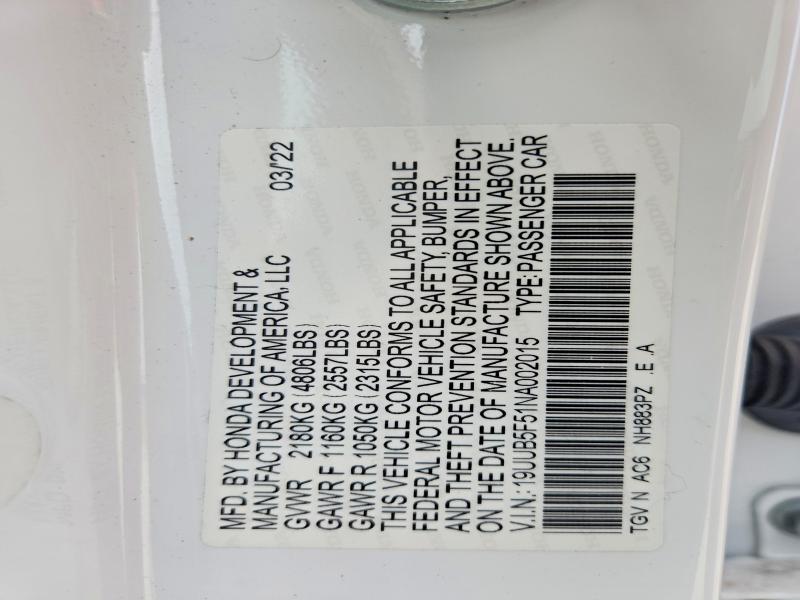 2022 Acura Tlx მანქანა იყიდება აუქციონზე, vin: 19UUB5F51NA002015, აუქციონის ნომერი: 53189396