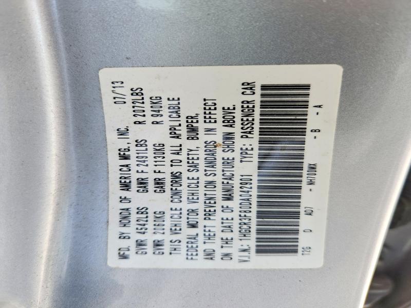 Aukcja sprzedaży 2013 Honda Accord, vin: 1HGCR3F80DA042901, numer aukcji: 53284516