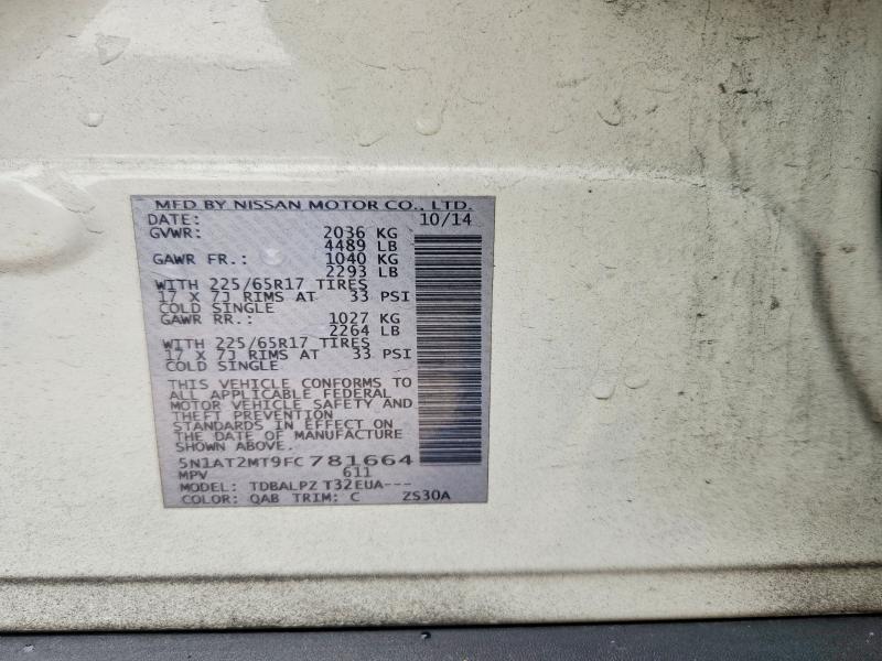 2015 Nissan Rogue მანქანა იყიდება აუქციონზე, vin: 5N1AT2MT9FC781664, აუქციონის ნომერი: 51965636