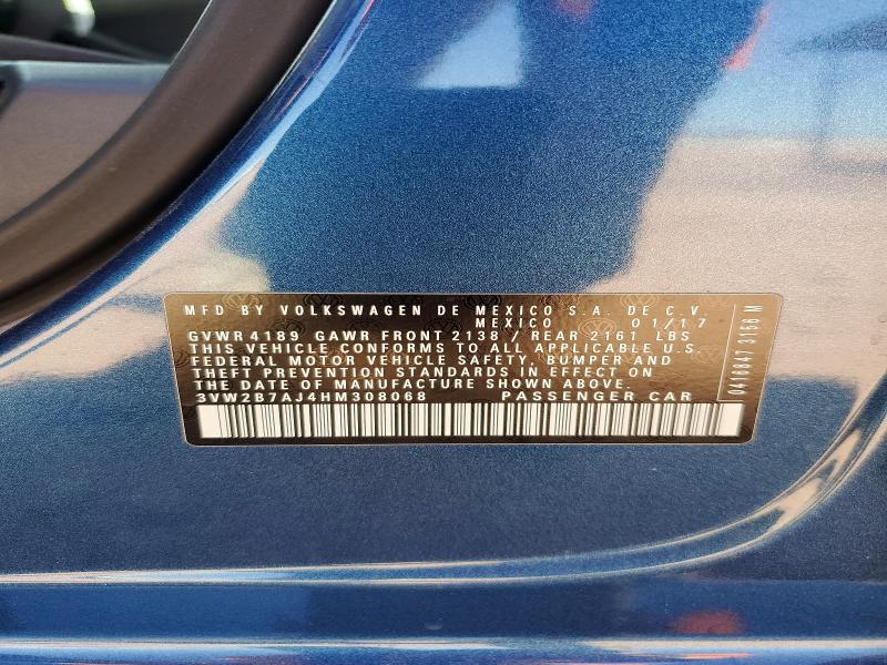Продаж на аукціоні авто 2017 Volkswagen Jetta, vin: 3VW2B7AJ4HM308068, номер лоту: 54781196