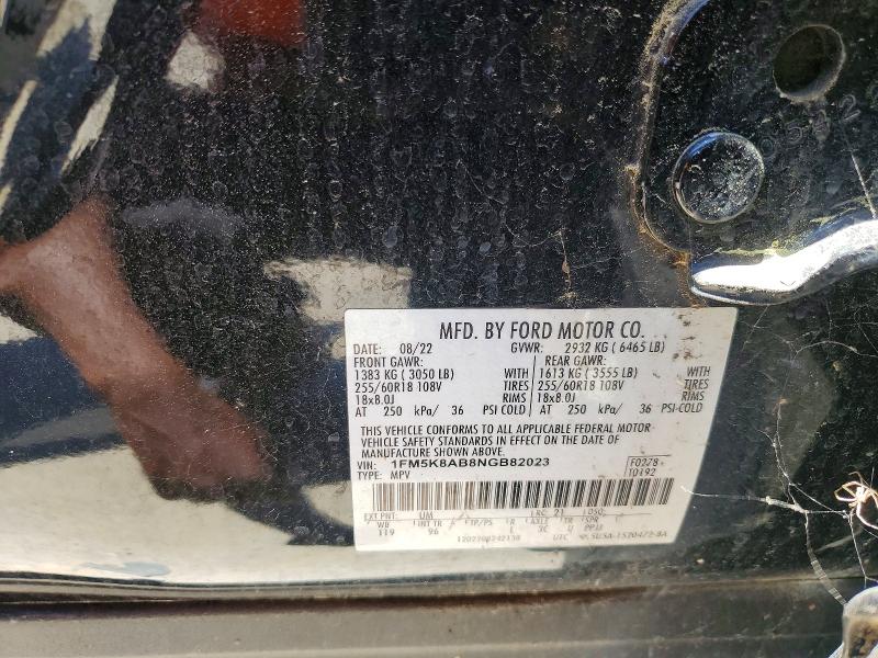 53447036 :رقم المزاد ، 1FM5K8AB8NGB82023 vin ، 2022 Ford Explorer مزاد بيع