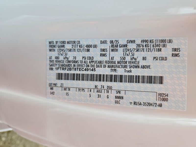 Aukcja sprzedaży 2026 Ford F250, vin: 1FTRF2BT8TEC49145, numer aukcji: 52572336