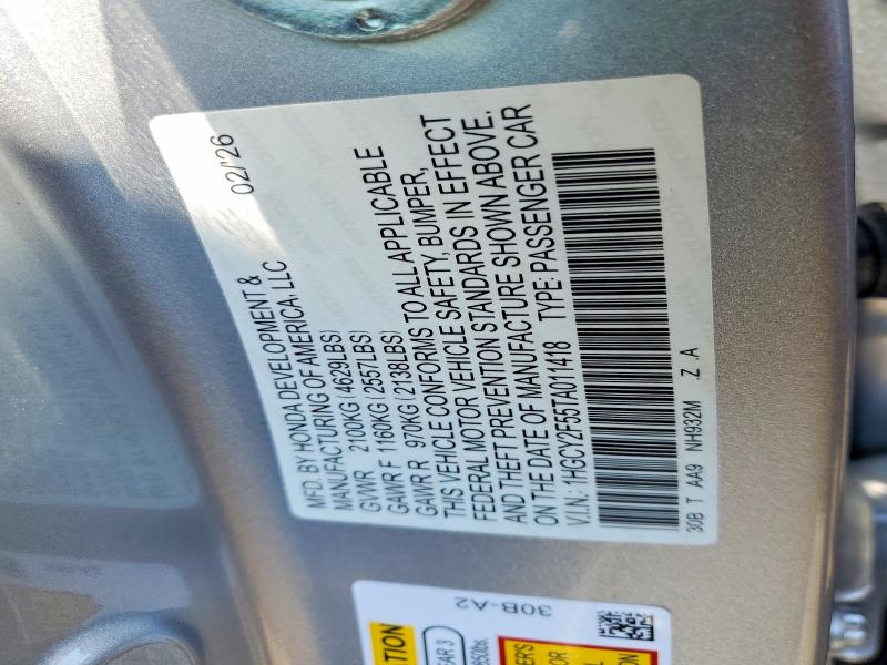 Продажа на аукционе авто 2026 Honda Accord, vin: 1HGCY2F55TA011418, номер лота: 52102746