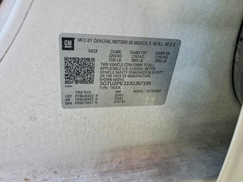 2018 Gmc Sierra მანქანა იყიდება აუქციონზე, vin: 3GTU2PEJ3JG367185, აუქციონის ნომერი: 52456586