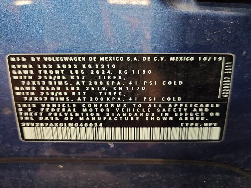 Продажа на аукционе авто 2020 Volkswagen Tiguan, vin: 3VV2B7AX0LM046034, номер лота: 54061596