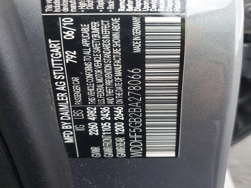 Aukcja sprzedaży 2011 Mercedes-benz E, vin: WDDHF5GB2BA278066, numer aukcji: 52180866