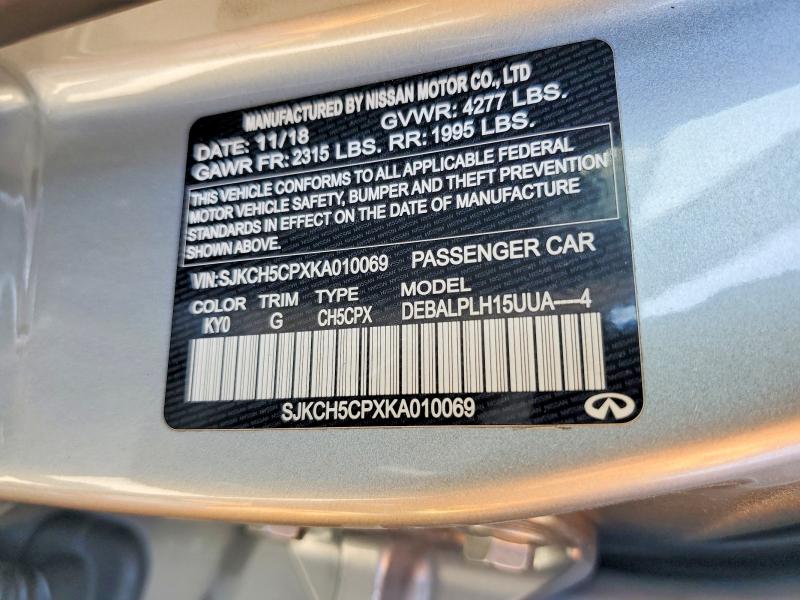 2019 Infiniti Qx30 მანქანა იყიდება აუქციონზე, vin: SJKCH5CPXKA010069, აუქციონის ნომერი: 53849856
