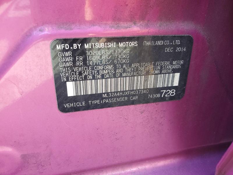 Продаж на аукціоні авто 2015 Mitsubishi Mirage, vin: ML32A4HJXFH037340, номер лоту: 53699646