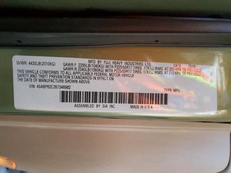 Продаж на аукціоні авто 2006 Subaru Legacy, vin: 4S4BP62C267346982, номер лоту: 54618496