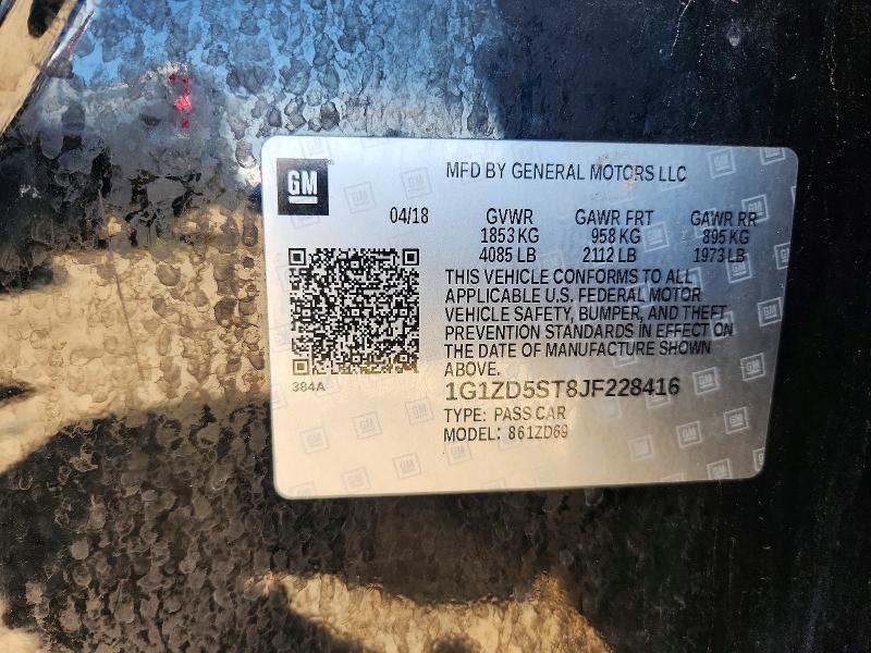 Aukcja sprzedaży 2018 Chevrolet Malibu, vin: 1G1ZD5ST8JF228416, numer aukcji: 53190806