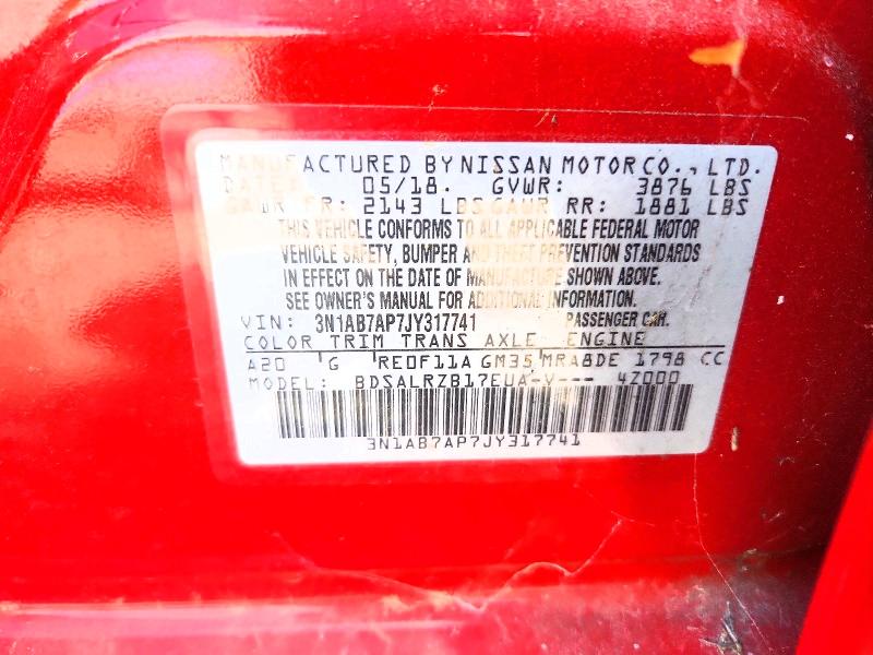 Продажа на аукционе авто 2018 Nissan Sentra, vin: 3N1AB7AP7JY317741, номер лота: 53102476