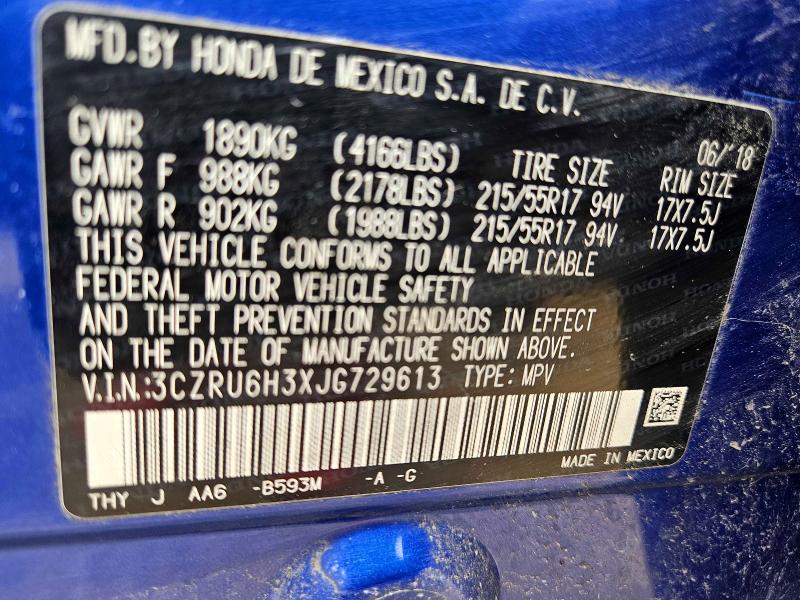 Aukcja sprzedaży 2018 Honda Hr-v, vin: 3CZRU6H3XJG729613, numer aukcji: 54818896
