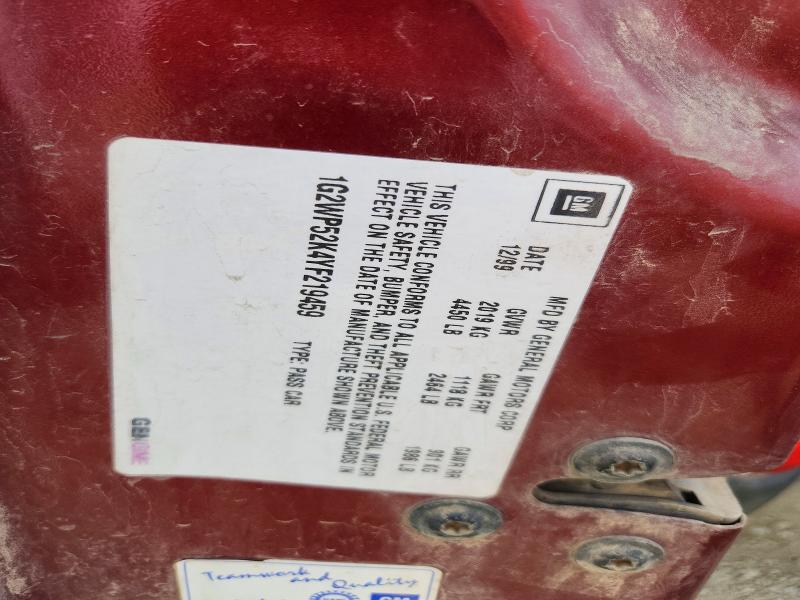2000 Pontiac Grand Prix მანქანა იყიდება აუქციონზე, vin: 1G2WP52K4YF219459, აუქციონის ნომერი: 53538316