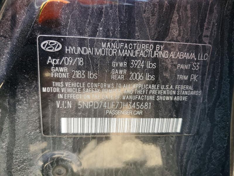 Aukcja sprzedaży 2018 Hyundai Elantra, vin: 5NPD74LF7JH345681, numer aukcji: 52170416