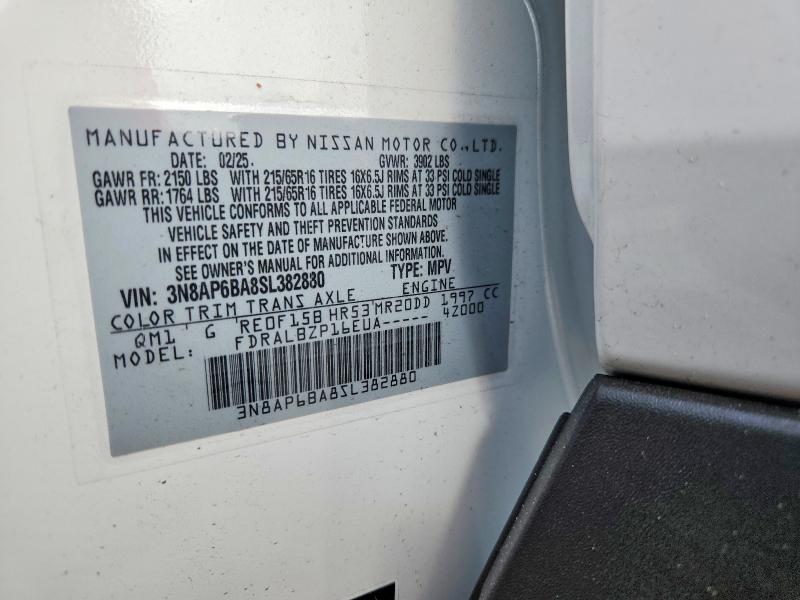 Продажа на аукционе авто 2025 Nissan Kicks, vin: 3N8AP6BA8SL382880, номер лота: 49546306