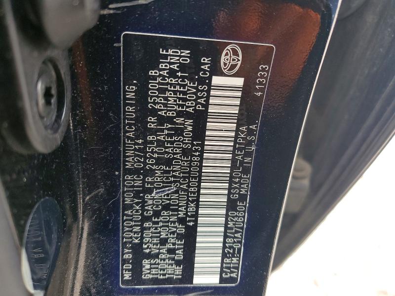 2014 Toyota Avalon მანქანა იყიდება აუქციონზე, vin: 4T1BK1EB0EU098431, აუქციონის ნომერი: 52512116