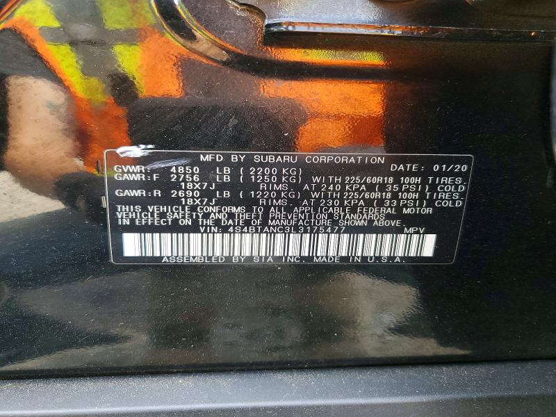 Продажа на аукционе авто 2020 Subaru Outback, vin: 4S4BTANC3L3175477, номер лота: 52972076