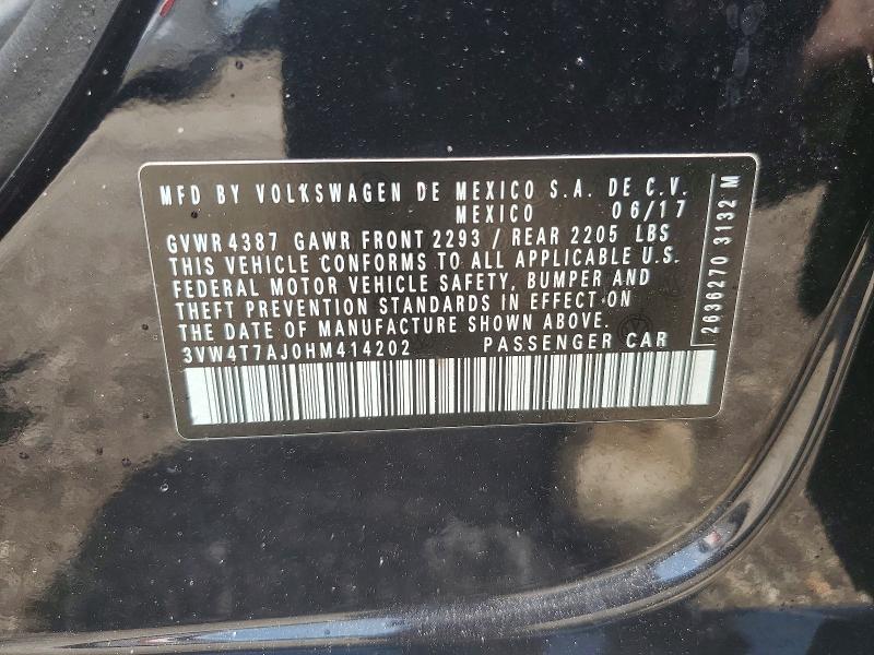 Aukcja sprzedaży 2017 Volkswagen Jetta, vin: 3VW4T7AJ0HM414202, numer aukcji: 53414736