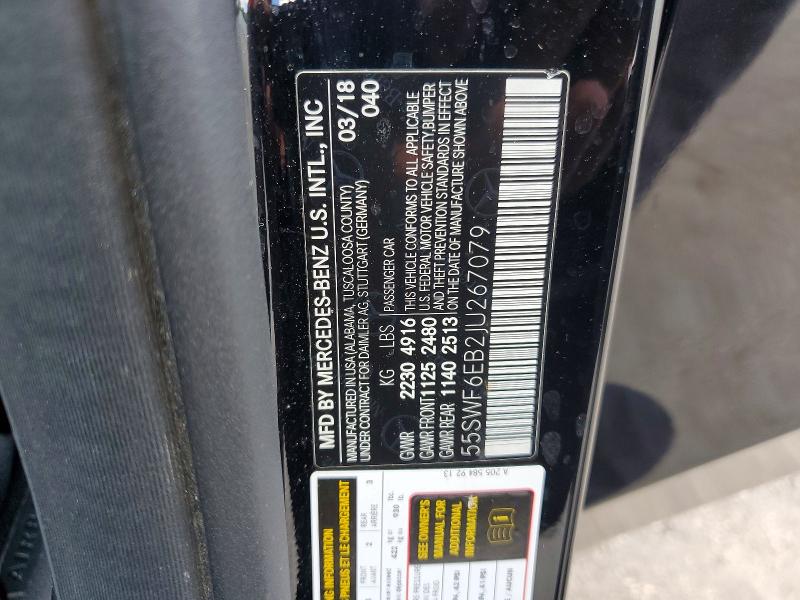 Aukcja sprzedaży 2018 Mercedes-benz C, vin: 55SWF6EB2JU267079, numer aukcji: 53747926