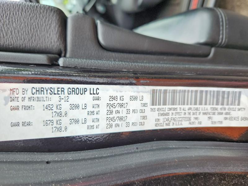 53754296 :رقم المزاد ، 1C4RJFAG1CC272336 vin ، 2012 Jeep Grand Cherokee مزاد بيع