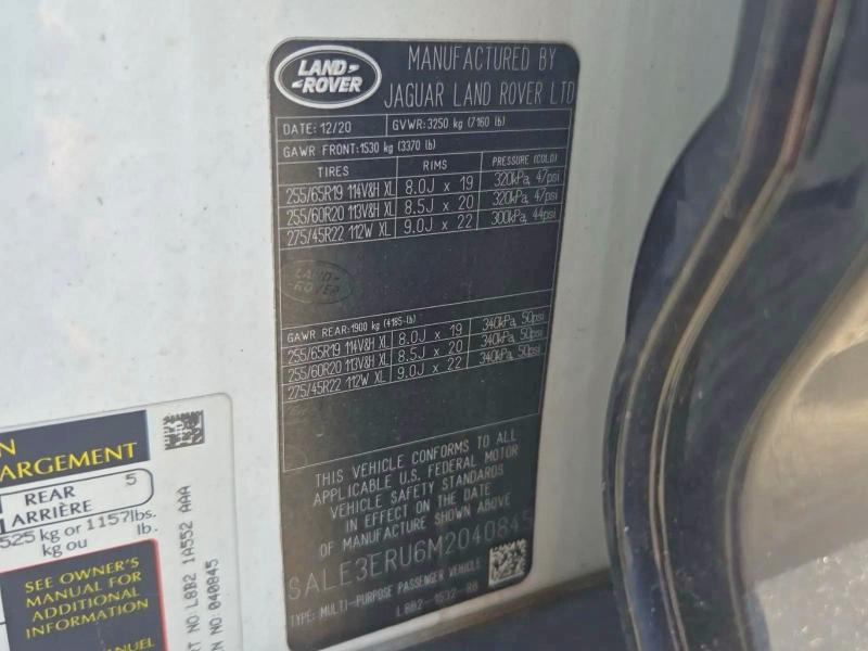 2021 Land Rover Defender მანქანა იყიდება აუქციონზე, vin: SALE3ERU6M2040845, აუქციონის ნომერი: 51919366