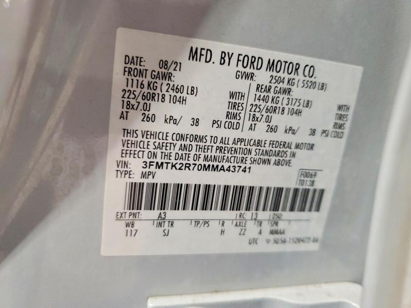 Продаж на аукціоні авто 2021 Ford Mustang Mach-e, vin: 3FMTK2R70MMA43741, номер лоту: 53019206
