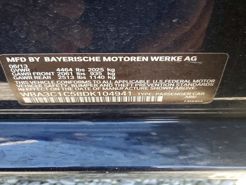 51413836 :رقم المزاد ، WBA3C1C58DK104941 vin ، 2013 Bmw 328 مزاد بيع