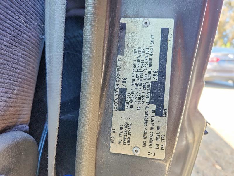 52456676 :رقم المزاد ، JT4RN70D1G0014617 vin ، 1986 Toyota Pickup مزاد بيع