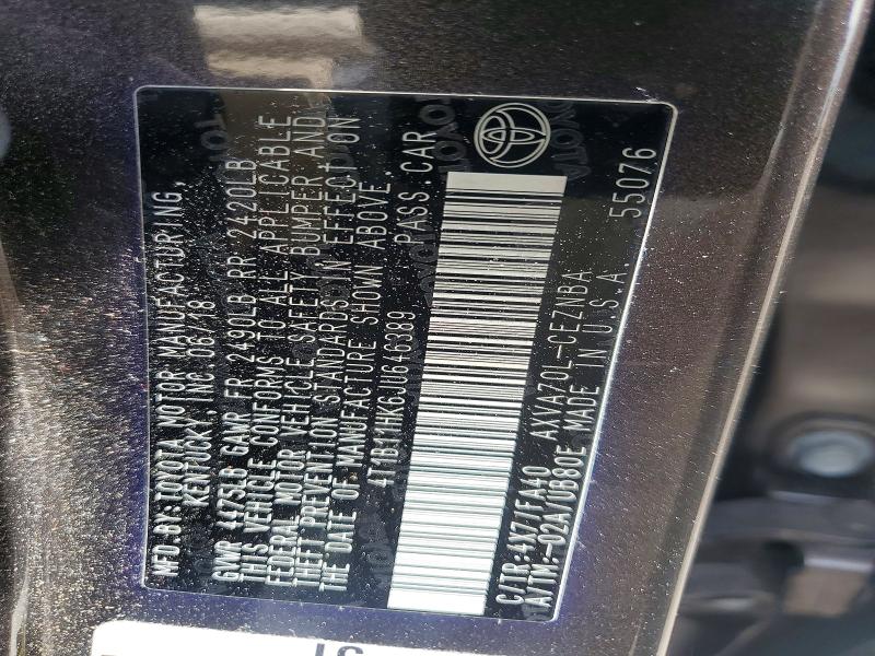 Продажа на аукционе авто 2018 Toyota Camry, vin: 4T1B11HK6JU646389, номер лота: 54404726