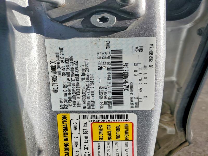 54434046 :رقم المزاد ، 3FA6P0H70JR131346 vin ، 2018 Ford Fusion مزاد بيع