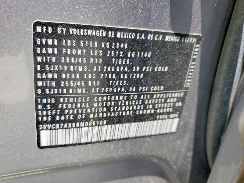 2024 Volkswagen Tiguan მანქანა იყიდება აუქციონზე, vin: 3VVCB7AX5RM065109, აუქციონის ნომერი: 53426286