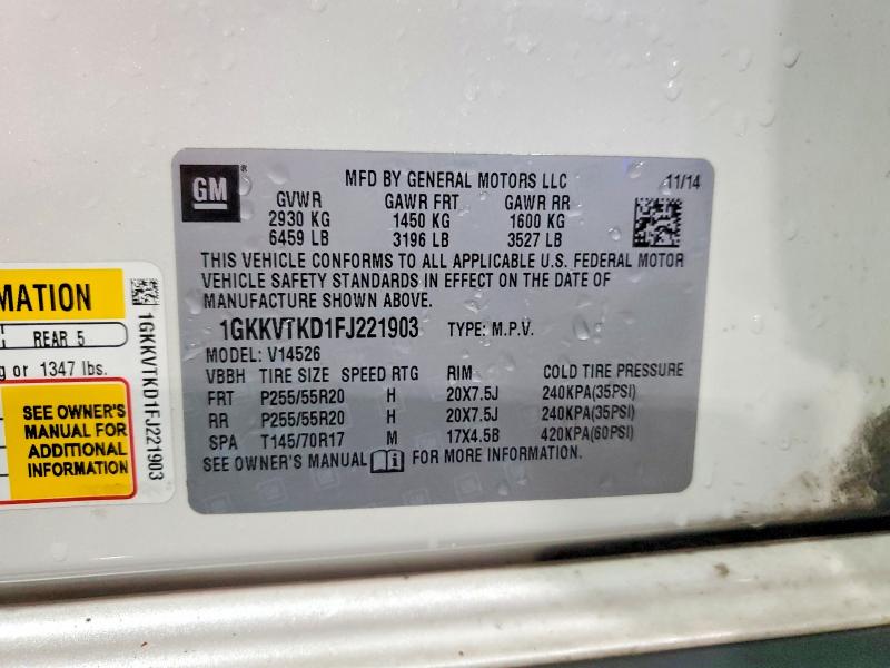 2015 Gmc Acadia მანქანა იყიდება აუქციონზე, vin: 1GKKVTKD1FJ221903, აუქციონის ნომერი: 54924676