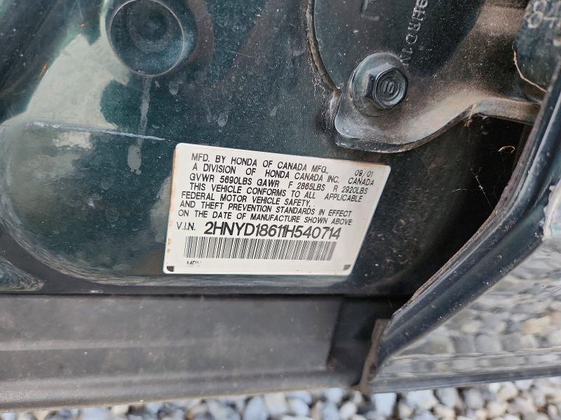 2001 Acura Mdx მანქანა იყიდება აუქციონზე, vin: 2HNYD18611H540714, აუქციონის ნომერი: 54199046