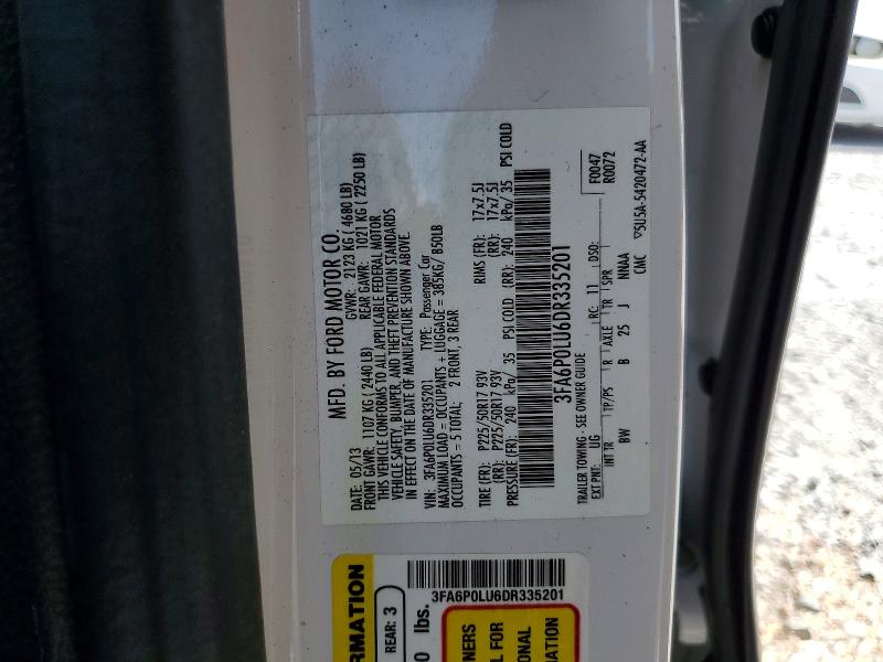 Продажа на аукционе авто 2013 Ford Fusion, vin: 3FA6P0LU6DR335201, номер лота: 52916376