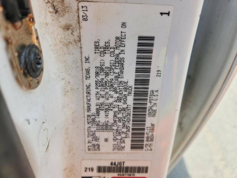 53978486 :رقم المزاد ، 5TFDW5F14DX301977 vin ، 2013 Toyota Tundra مزاد بيع
