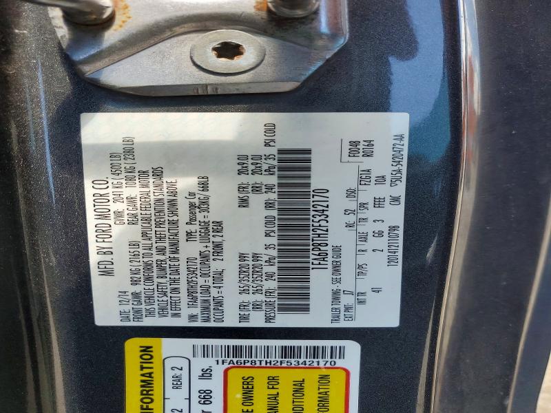2015 Ford Mustang მანქანა იყიდება აუქციონზე, vin: 1FA6P8TH2F5342170, აუქციონის ნომერი: 53466536