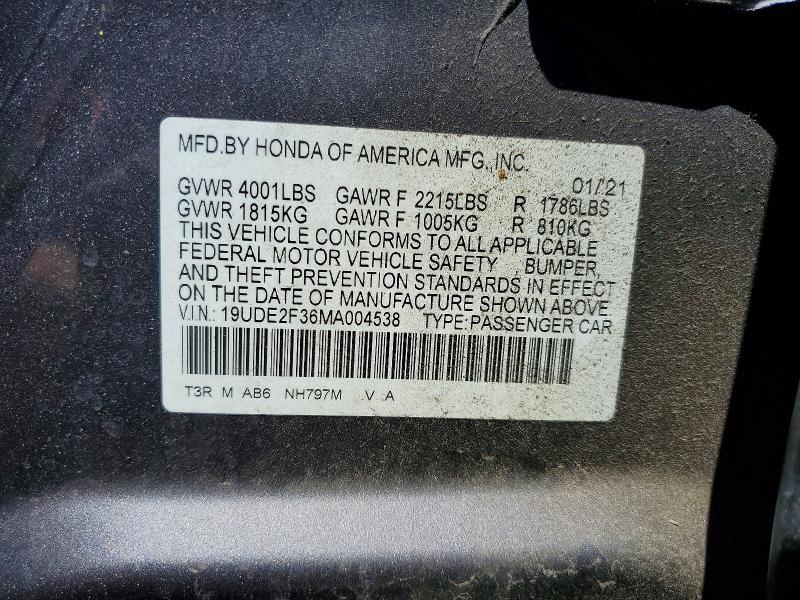 Aukcja sprzedaży 2021 Acura Ilx, vin: 19UDE2F36MA004538, numer aukcji: 52380776