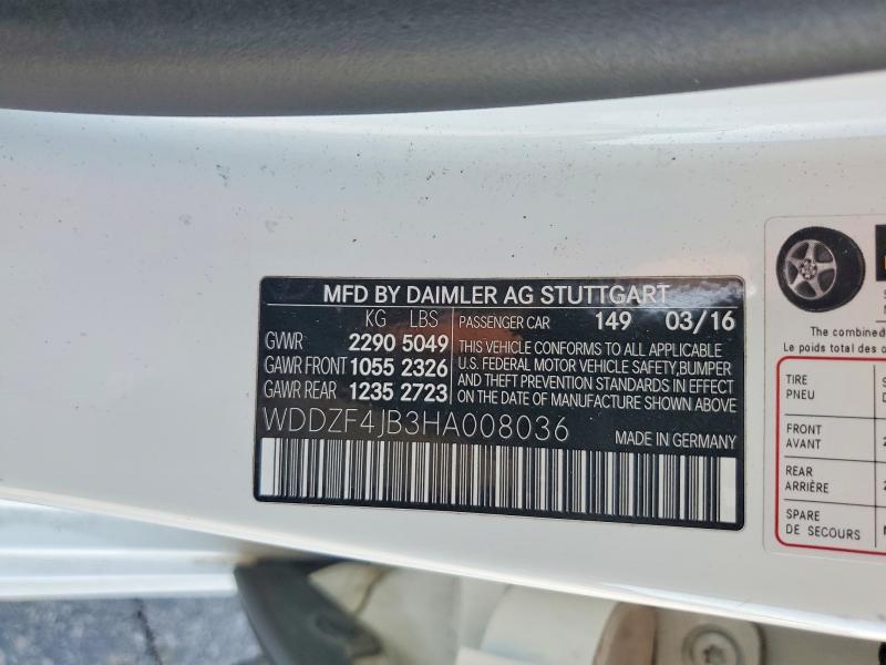 2017 Mercedes-benz E მანქანა იყიდება აუქციონზე, vin: WDDZF4JB3HA008036, აუქციონის ნომერი: 52269216