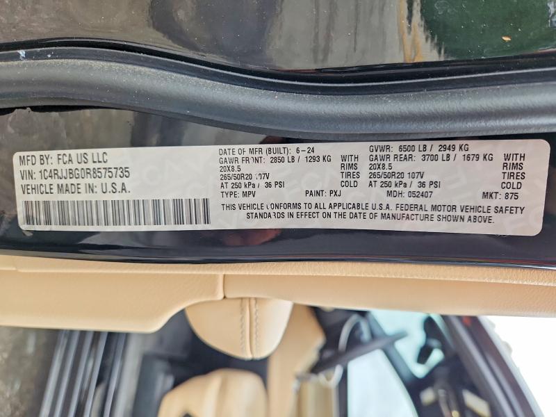2024 Jeep Grand Cherokee მანქანა იყიდება აუქციონზე, vin: 1C4RJJBG0R8575735, აუქციონის ნომერი: 53183396