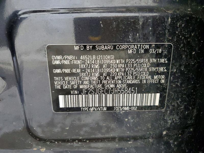 Продаж на аукціоні авто 2018 Subaru Forester, vin: JF2SJGEC7JH558451, номер лоту: 53300406